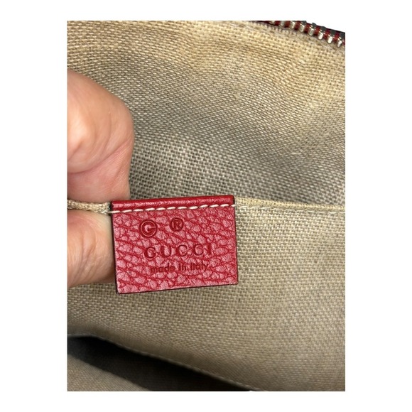 Gucci Red Leather Dome Satchel Crossbody Bag w Strap & Dust Bag | Excellent - Picture 11 of 14